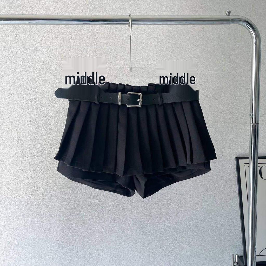 Mini-Faltenrock mit hohem Bund - Weiß, A-Linie, Anti-Exposure, Schlankmachend, College-Stil