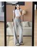 Women's Summer 2025 High-Waisted Gray Joggers - Thin, Loose, Ice Silk, Narrow-Leg Pants