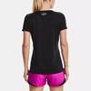 Under Armour Velocity Solid Crew Logo Print Compression Short Sleeve T-Shirt Women Tops Black 1298706-001