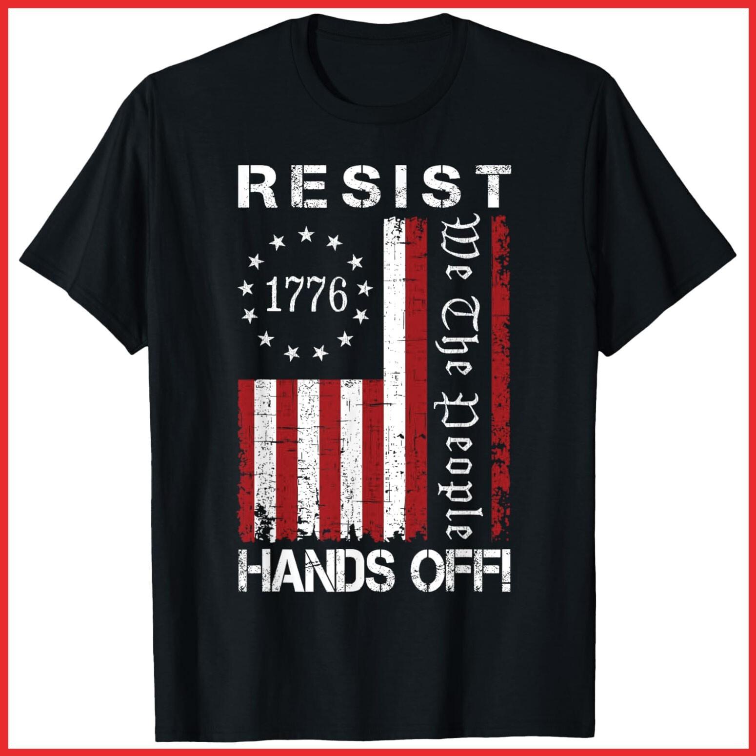 Resist Hands Off Social Security Medicare Protest Black Cotton T-Shirt S-5XL XL