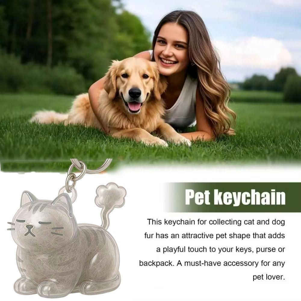 Dog Shape Pet Hair Keychain Hair Grooming Puppy Pendants Cartoon Dog Hair Storage Box  Jewelry Gift