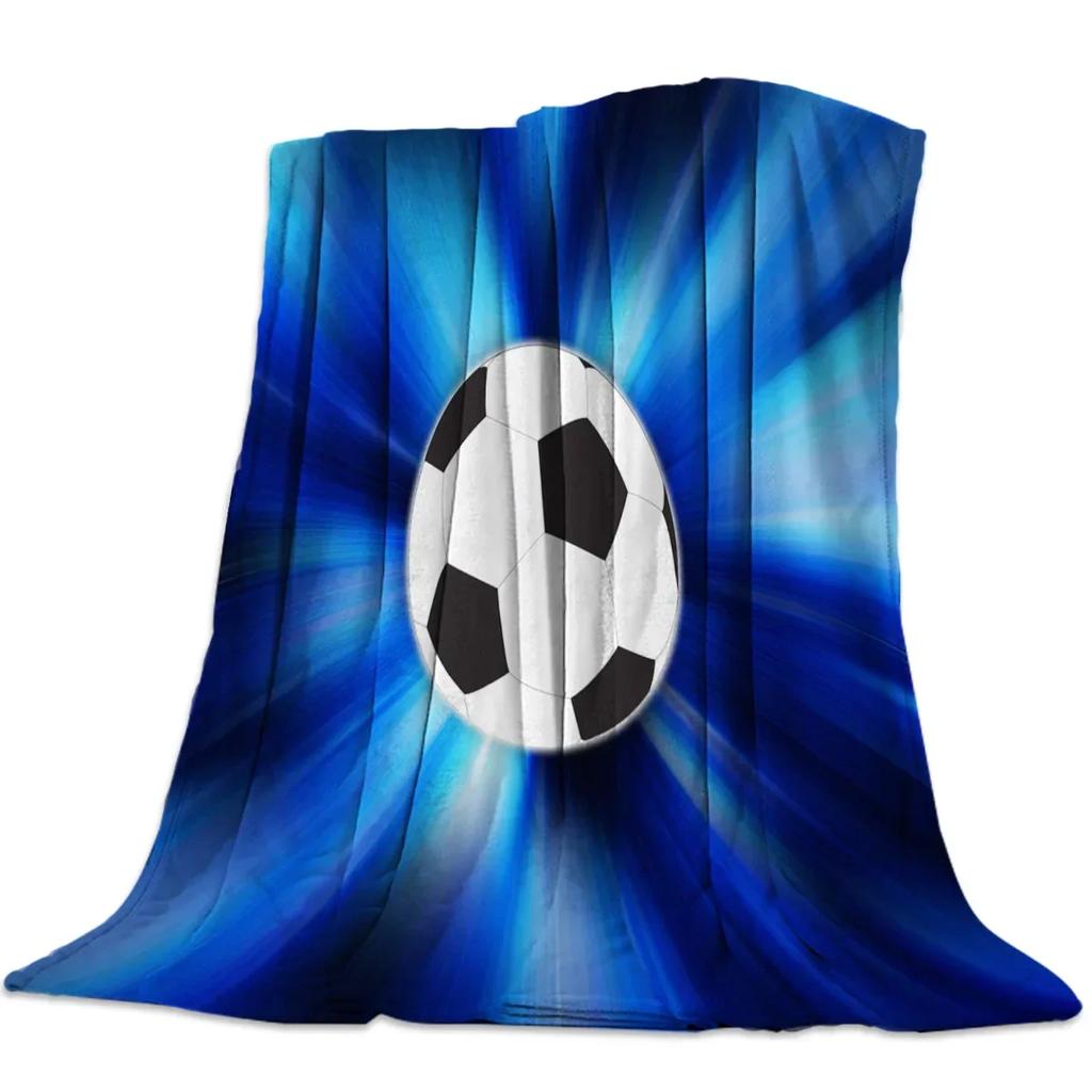Soccer Ball Sport Football Print Blankets Coverlet Throw Cover Fleece Comfort Warm Flannel Blanket for Indoor Couch Home Decor