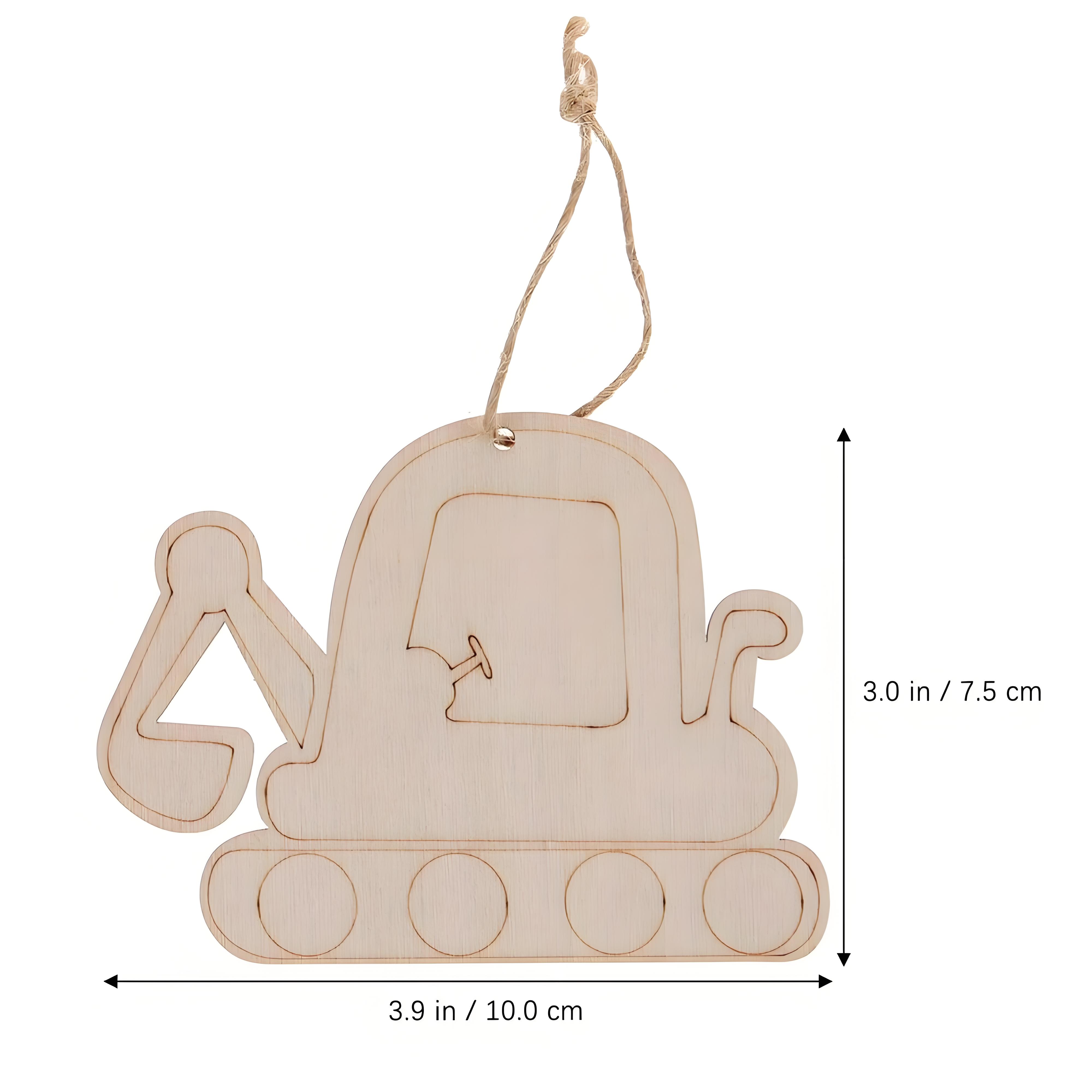 

20pcs Wood Excavator Cutouts Blank Vehicle Wood Slices Construction Wood Tags with Hanging Rope for DIY Crafts