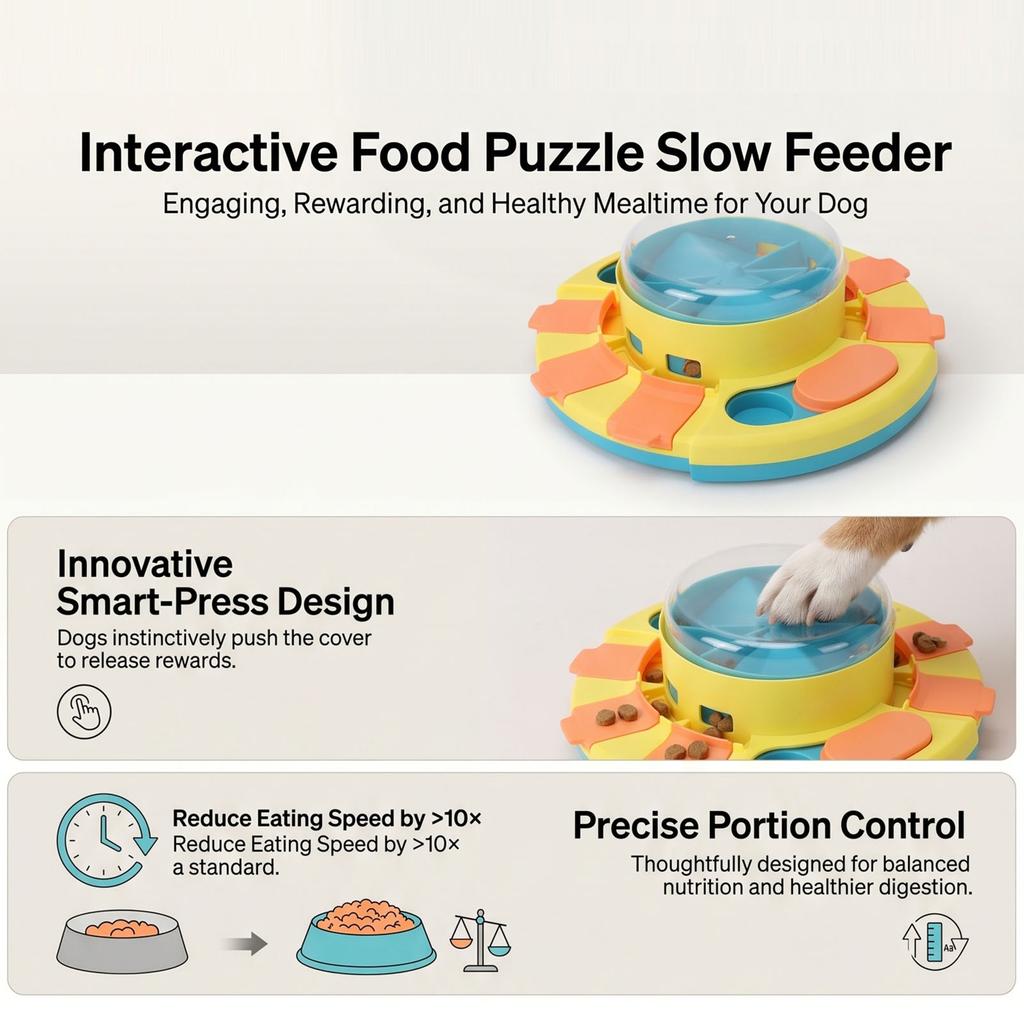 Food Puzzle Slow Feeder Non Slip Base Stable Smart Pressing Function Dog Interactive Treat Dispenser Type 2