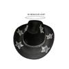 Thick Windproof Cowboy Hat with Sequins Star Pattern Rolled Brim Felt Cowboy Hat