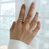 European Minimalist Two-Hands Hugging Open Ring, Titanium Steel with 18K Gold Plating, Index Finger Band A203