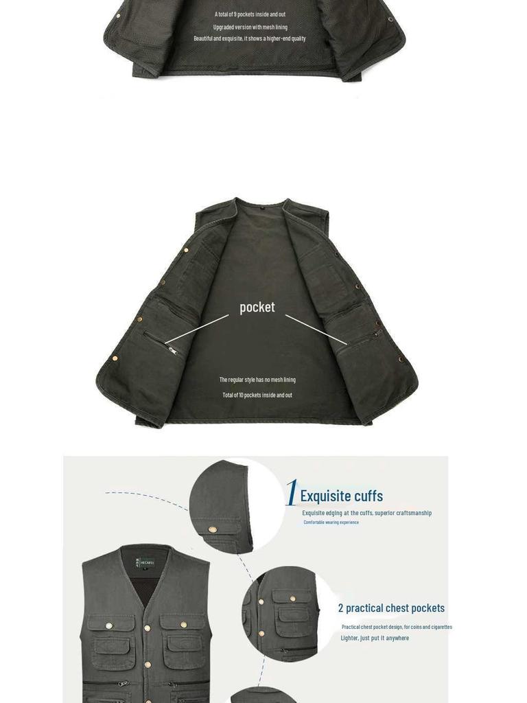 Men's Multi-Pocket Fishing Vest for Spring & Autumn - Ideal for Middle-Aged & Elderly