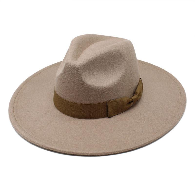 Wool Felt Hat With Large Brim And Bow For Retro Festival Wear