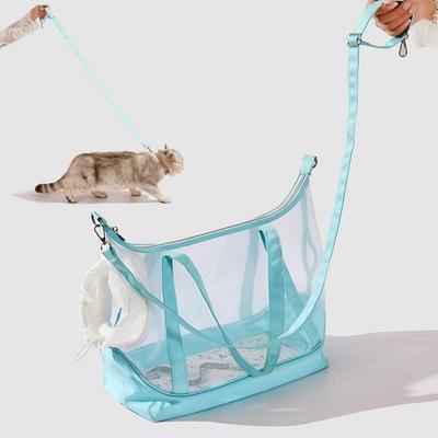 Breathable Mesh Cat Carrier Large Space Ultralight Pet Outing Tote Bag Safety Zippers Adjustable Cat Transport Handbag Puppy