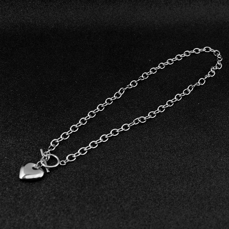 Women Stainless Steel Love Heart Ot Buckle Original Clavicle Chain Necklace