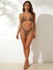 2026 Women's European American Leopard Print Backless Bikini Swimwear - Stylish Three-Piece Set