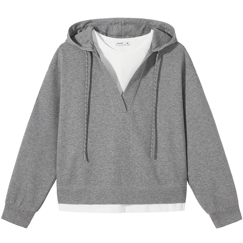 

Hotwind Women s Faux Two-Piece Hooded Sweatshirt