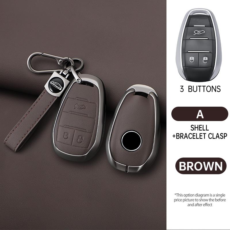 Metal Leather Car Smart Key Case Cover for Alfa Romeo Giulia 2015 +Stelvio 2016+ Spider Etcetera Protector Shell