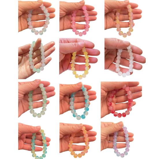 Beads Bracelet Contrast Color Elastic Rope Handmade Polishing Faux Crystal Beaded Bracelet Jewelry Accessories