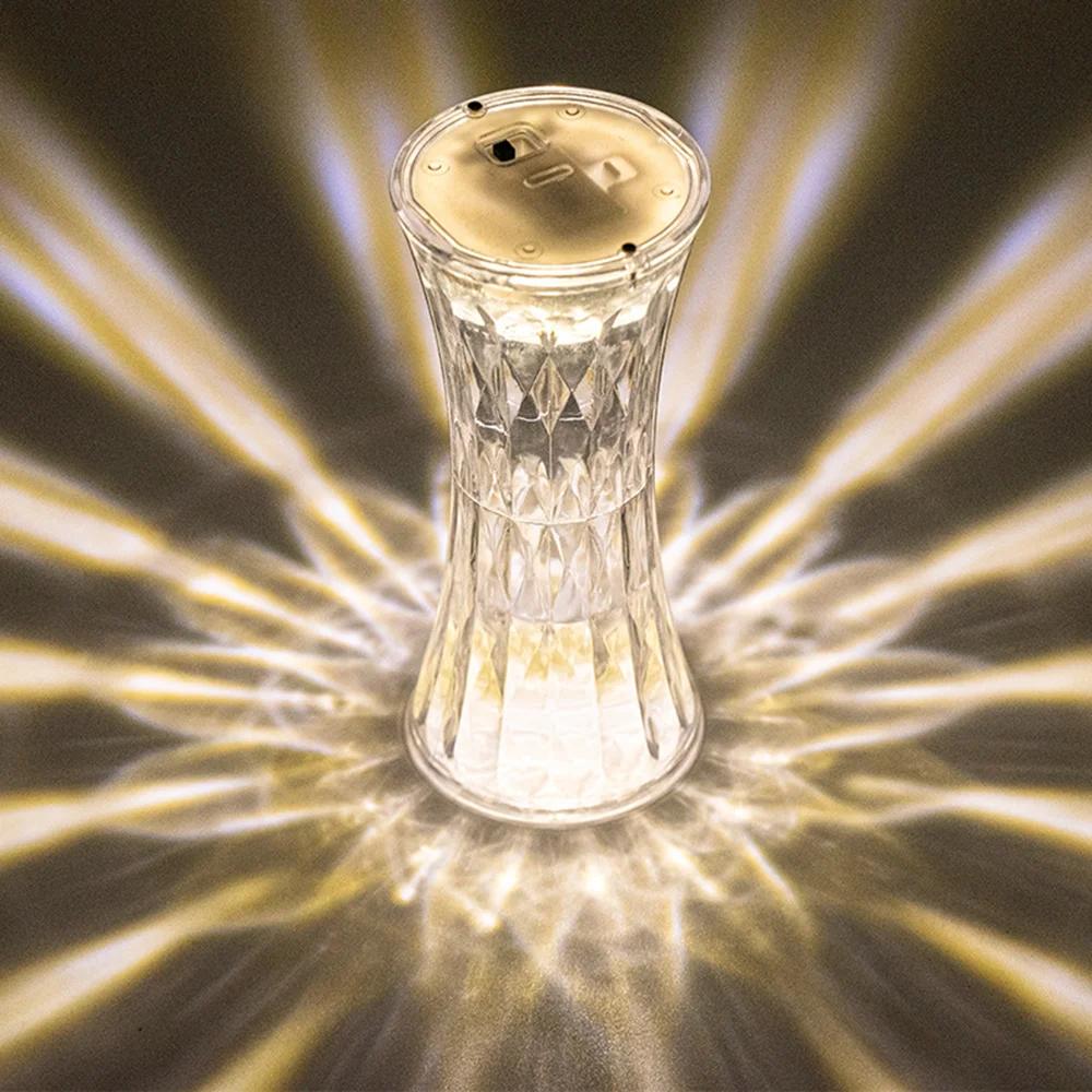 LED Gece Lambası Kristal Elmas Masa Lambası Şeffaf Akrilik Gece Lambası Yatak Odası Başucu Okuma Lambası