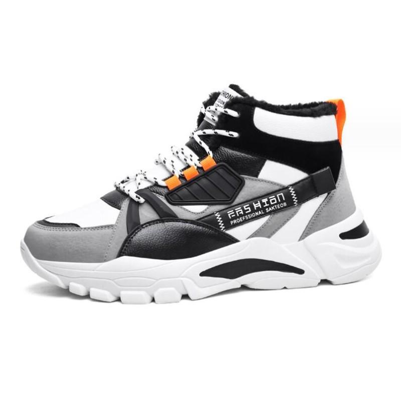 Fashion Shoes Men Plush Warm High Top Lace-up Snow Boots Mens Fashion Sneakers Platform Casual Winter Shoes Male Outdoor Shoes