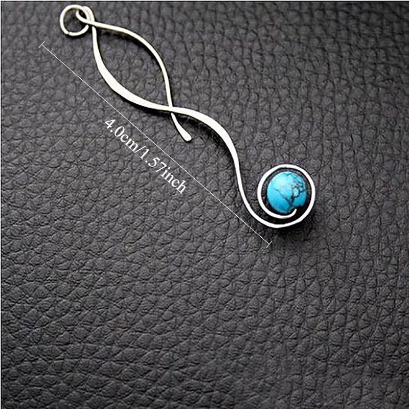 1 Pair, Stylish, Inlaid with Synthetic Turquoise, Simple, Retro Earrings