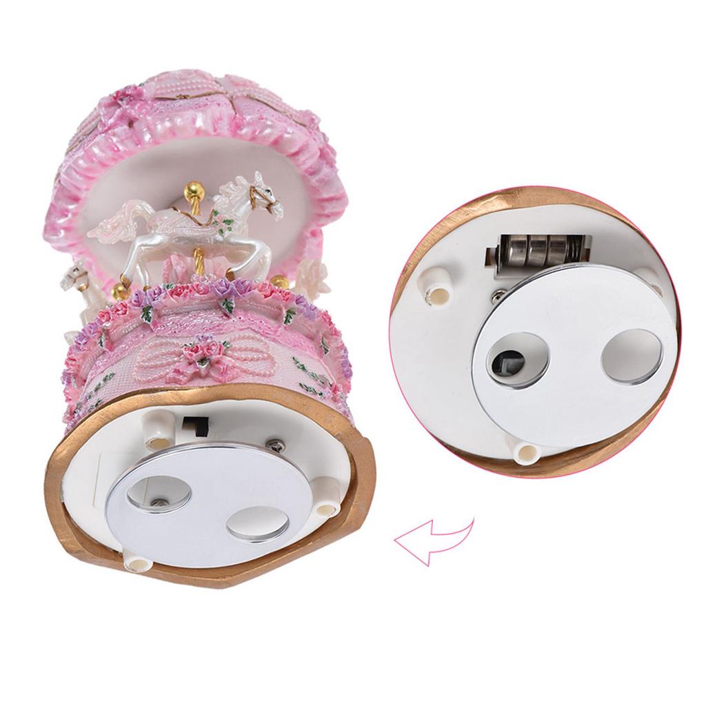 Luxury Dream 3 Horse Rotating Carousel Merry Go Round Windup Music Carousel with Colorful Color Change LED Luminous