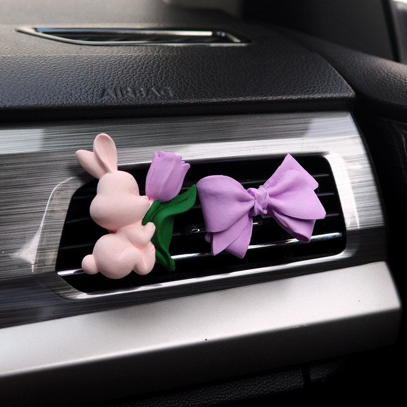 Cute Internet-Famous Bunny Car Air Freshener, Long-Lasting Aroma Diffuser, Car Vent Bouquet Decoration Clip, Gift for Girls