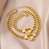 Heart Bracelet for Women Stainless Steel Charm Cuban Chain Bracelets Gold Color Anklet Vintage Jewelry Accessories Birthday Gift