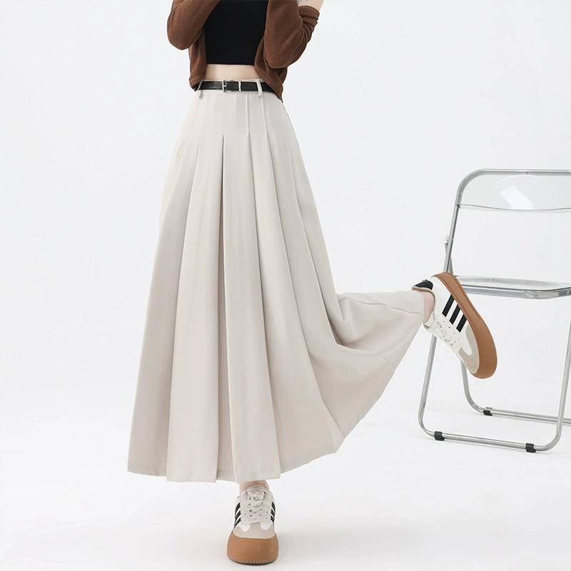 Skirt Women's Spring and Summer Pleated Skirt Mid-length Skirt High Waist Thin Elegant High-end Skirt