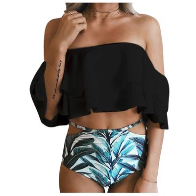 Dwuczęściowy kostium kąpielowy bikini, hiszpańska falbana, wysoki stan, L Dwuczęściowy kostium kąpielowy bikini, hiszpańska falbana, wysoki stan, L