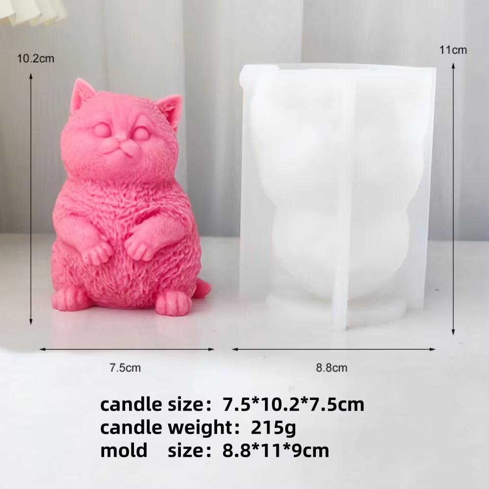 3D Fat Cat Candle Silicone Mold Handmade Cute Size Sitting Cat Aromatherapy Candle DIY Toy Cake Mold Gypsum Resin Ornament Gift