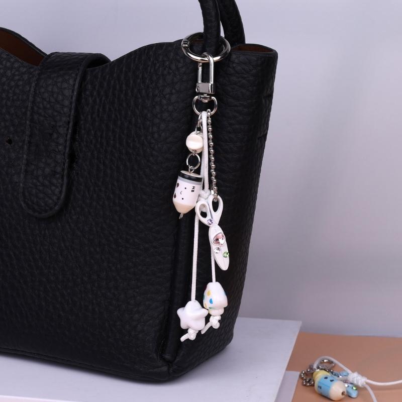 Cute Bag Charm Pendant Keyring Scissors,Pencil Braided Rope Keychain Bag Charm for Backpack Purse Handbag Decoration