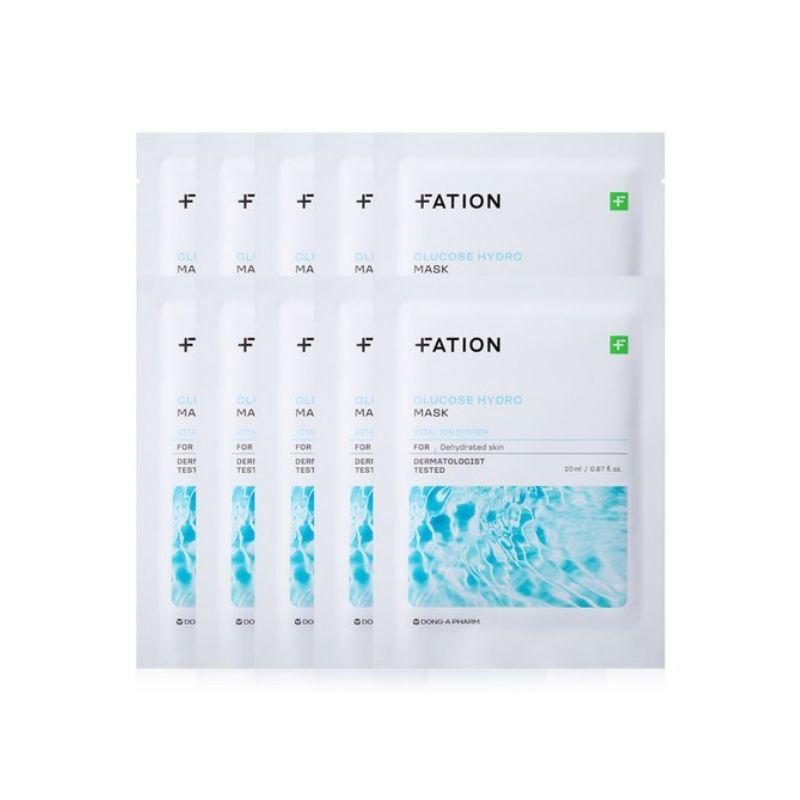 FATION Glucose Hydro Active Serum 70ml / Essence Toner 500ml / Cream 90ml / Mask 20ml ×10pcs #Glucose Hydro Mask 20ml x10ea
