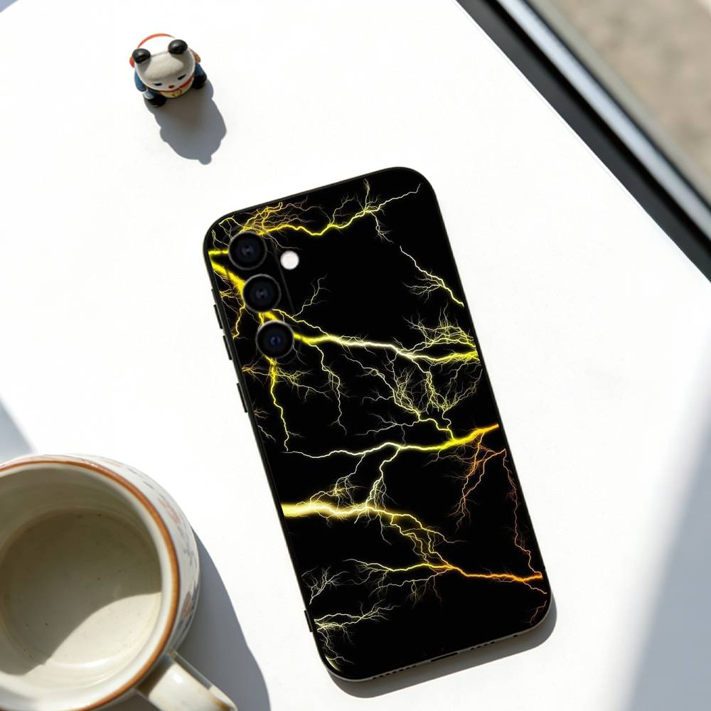Lightning Texture Phone Case For Samsung Galaxy A73,A72,A71,A70,A53,A52,A51,Soft Silicone Black Cover