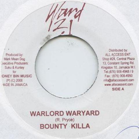 

7inch Record BOUNTY KILLER - Warlord War Yard Ward 21 2008 Jamaica Reggae, Ska & Dub