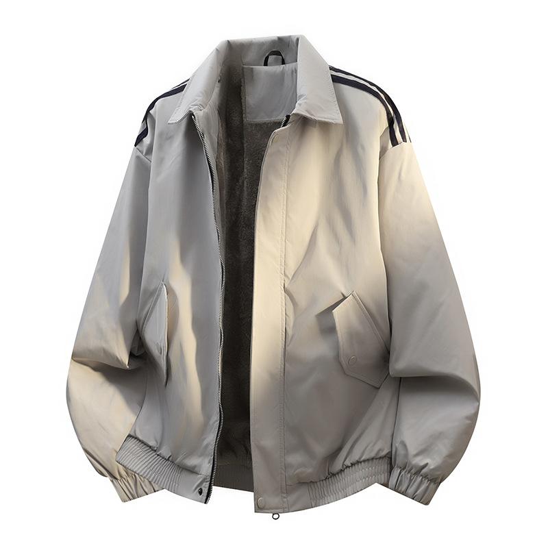 

Зимний Новый Стиль Вельветовая Куртка с Лацканами Мужская Утепленная Свободная Толстовка с Лацканами в Три Полоски 4XL