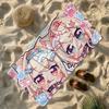Band F-Fuwamoco-S Towel Soft Lightweight Anti-Sand Large Beach Towel Quick-Drying Bath Sports Family