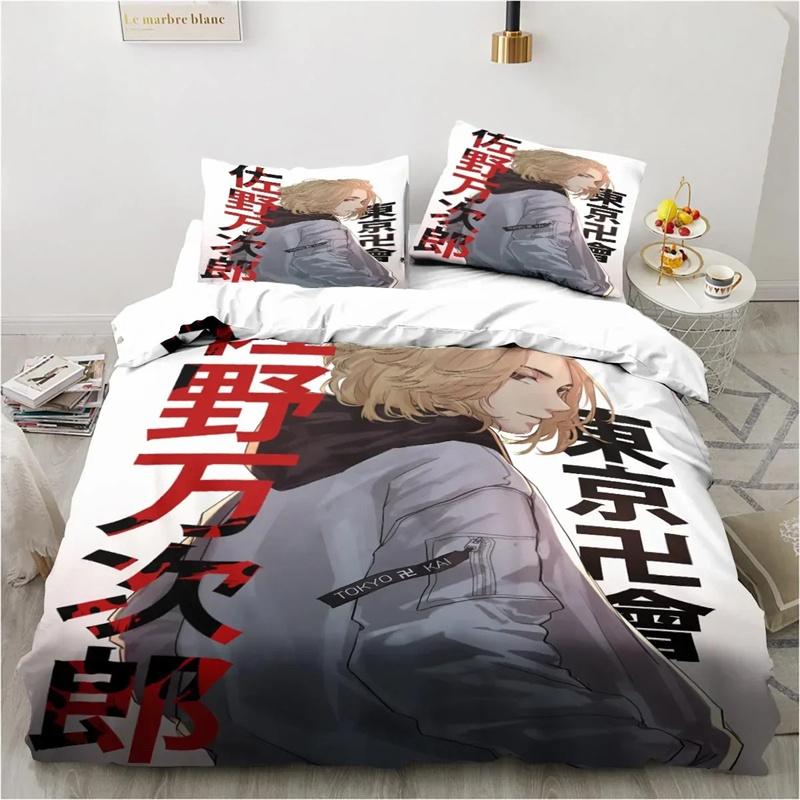 Anime Tokyo Revengers Ryuguuji Ken Sano Manjiro Bettbezug Cartoon Bettwäschesets Bettset Steppdecke Bettdeckenbezüge Heimtextilien