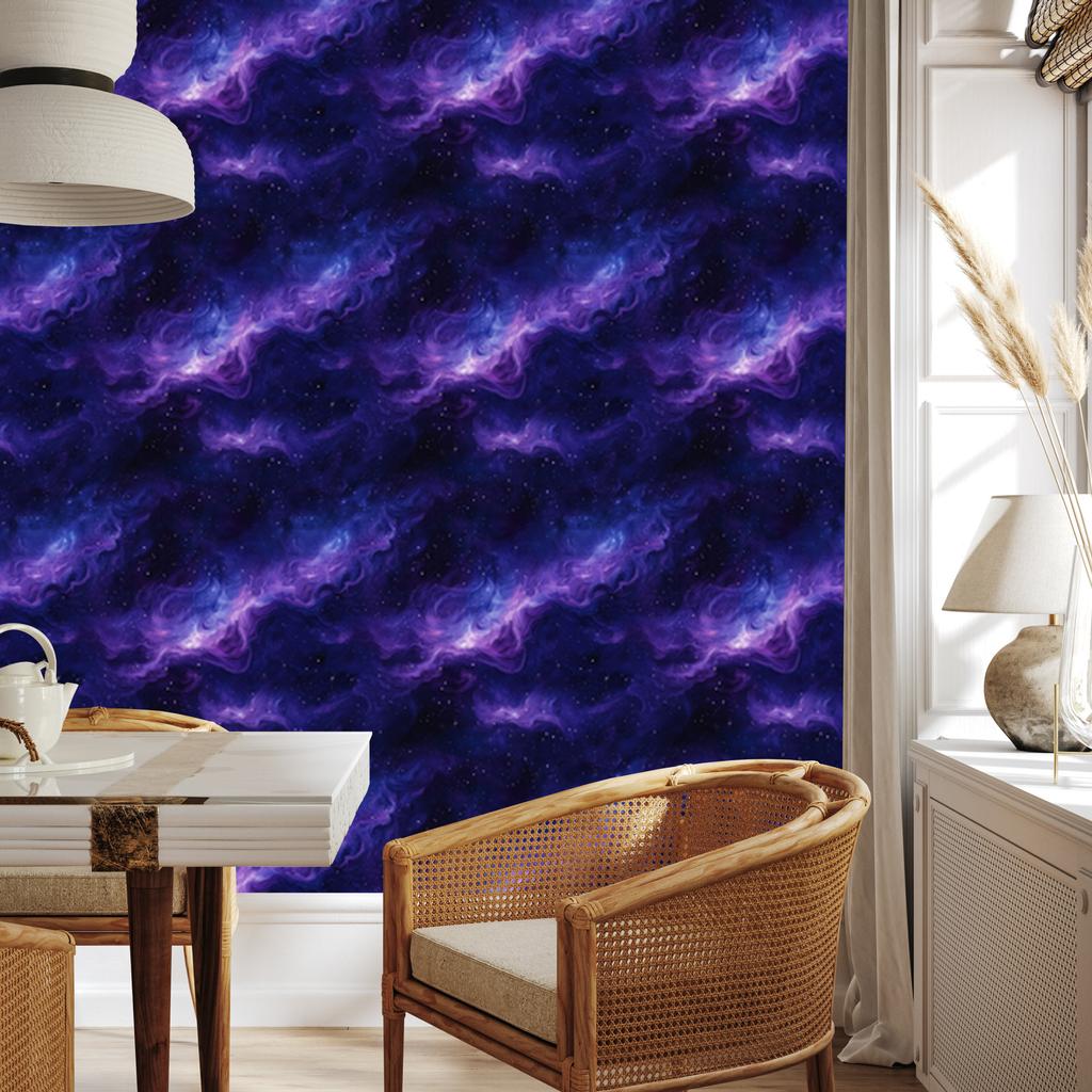 Watercolor Galaxy Navy Blue Wallpaper, Horizontal Rhythm 50x1000