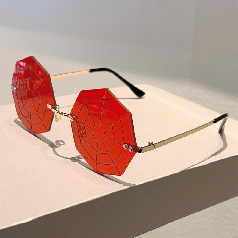 Cobwebs Shaped Sunglasses Men Rimless Stylish Funny Decor Shades Women Ins Trendy Chic Brand Design Rave Sun Glasses