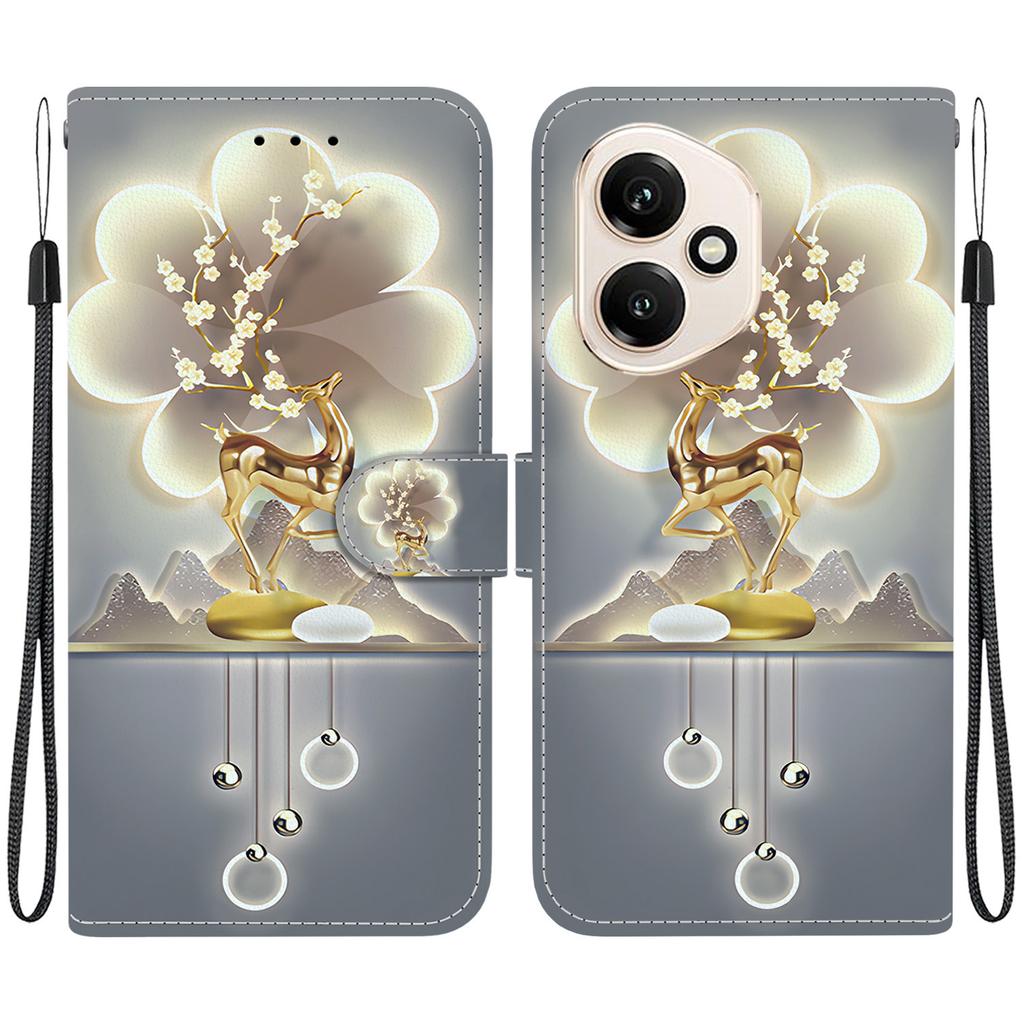 For Honor 400 5G (Global) Case Pattern Printing Leather Flip Wallet Phone Cover with Lanyard