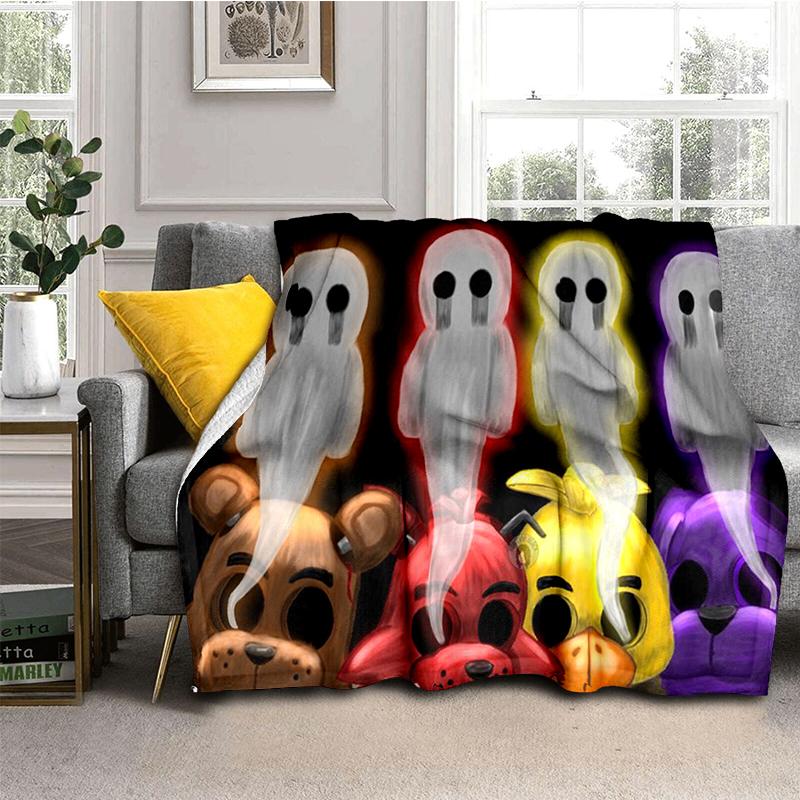 Horror Game F-FNAF Freddy Movie Flannel Blanket Soft Warm Throw Blanket for Bedroom Living Room Bed Travel Camping Picnic Gift