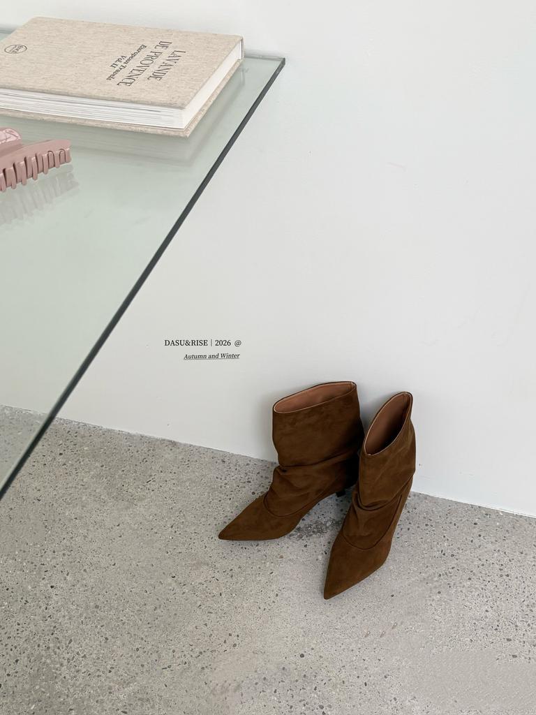 French temperament kitten and short boots temperament pointed pile boots suede thin heel thin boots medium boots