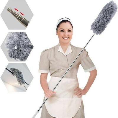 Ausziehbare Spinnwebenbürste, abgewinkelter Kopf, Staubwedel, Teleskopstiel mit großer Reichweite