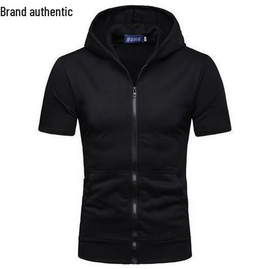 Men's Short Sleeve Slim Fit Hooded Cardigan Tee
