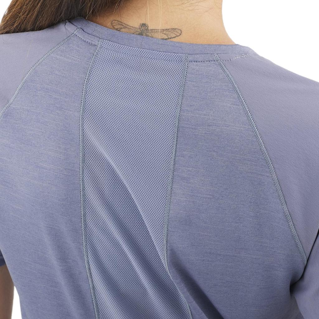 SALOMON Outline Round Neck Solid Color Comfortable Casual Short Sleeve T-Shirt Women T-Shirt Granite-Blue C24702
