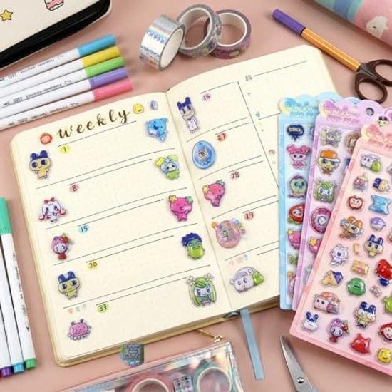 3D seal three-dimensional cute set 4 girls Christmas birthday gift craft supplies decorating mobile phones notebooks diaries DIY adhesive (C set)