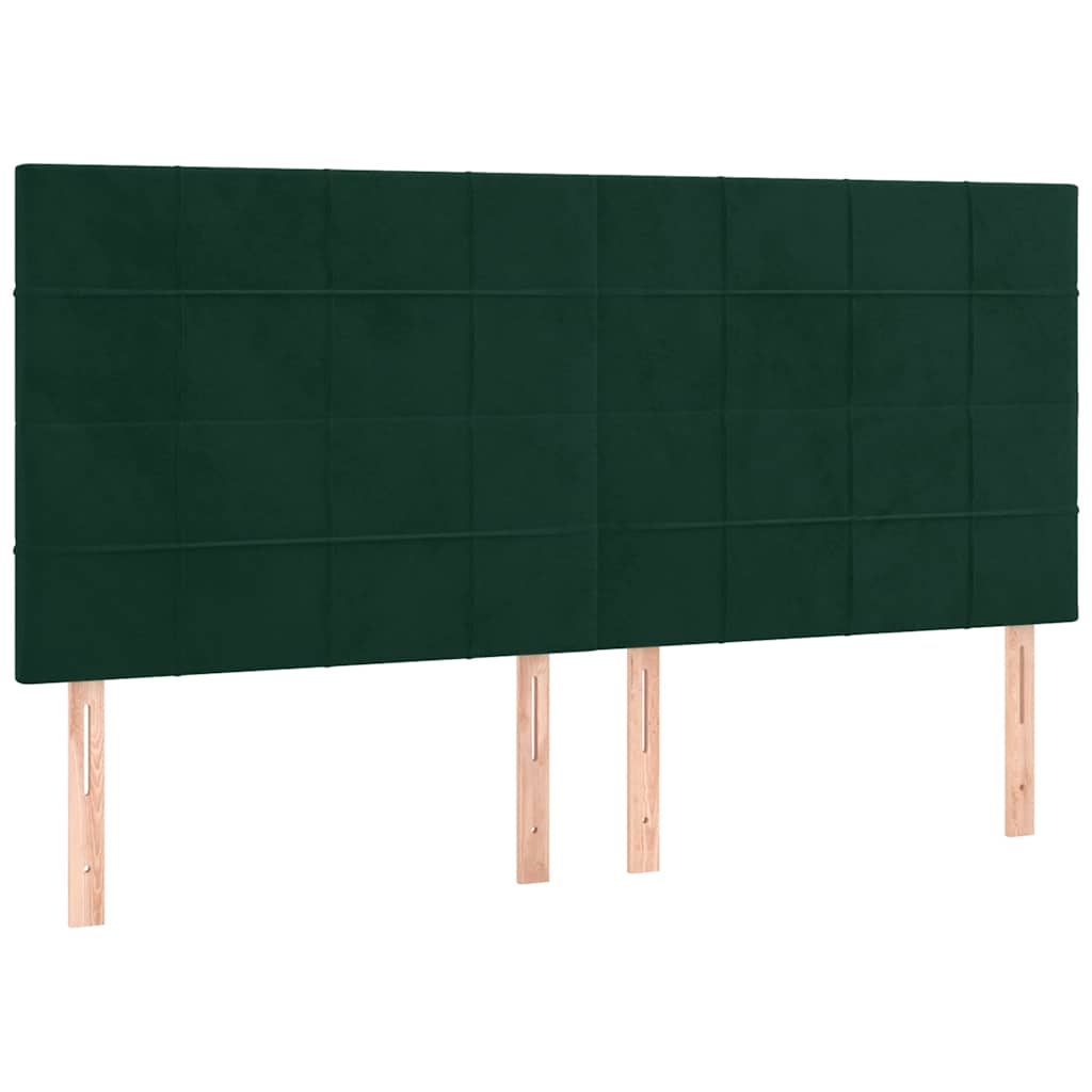 Box Spring Bed with Mattress & LED Dark Green 180x200 Cm Velvet