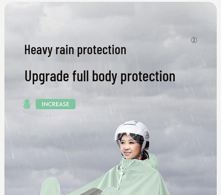 Thickened Electric Vehicle Poncho with Clear Dashboard, Double Brim, and Extended Length for Rainstorm Protection – Helmet-Compatible