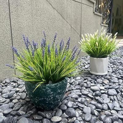 Artificial Plants Outdoor Fake Monkey Grass with Flowers for Pot Garden Verandah Decor (24 Bundle Purple Flowers)