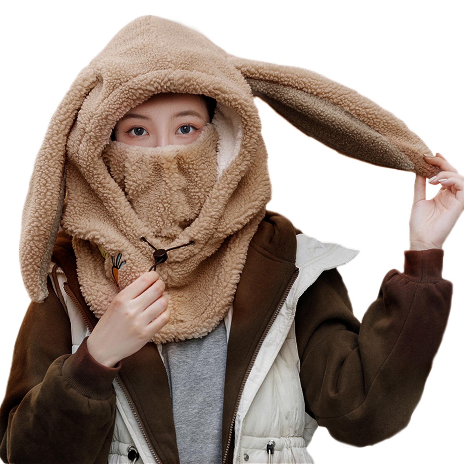 

Winter Neck Warmer+ Dual Layered Bunny Hat Russian Hat Jazz Streetwear Dual Layered Bunny Hat for Women бежевый