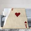 Beige and Red Poker Card Patterns Flannel Printed Blanket Suitable for All Seasons Suitable for Living Room Office Sofa Travel