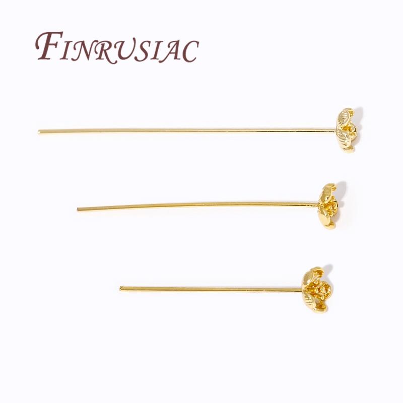 5-10Pcs/Lot Pins For Jewelry 18K Gold Plated Brass Flower Head Pin For Earring,DIY Bracelets Accessories