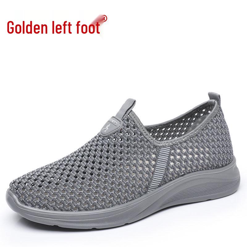 

2025 Men s Summer Mesh Slip-On Breathable Old Beijing Cloth Shoes - Lightweight Hollowed-Out Dad Shoes 38 сірий колір